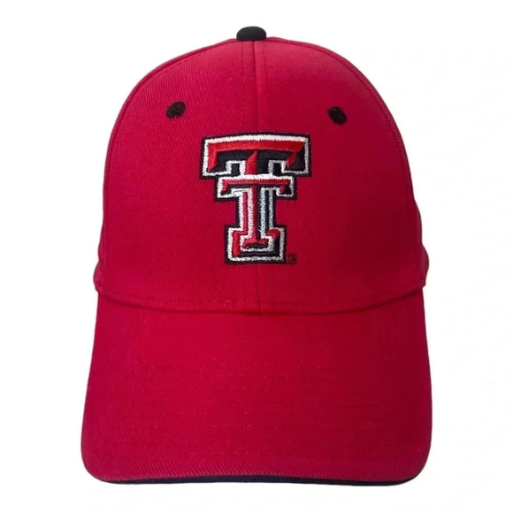 Texas Tech Red Raiders Football Hook and Loop Adjustable Cap Hat Red Black - Picture 1 of 10